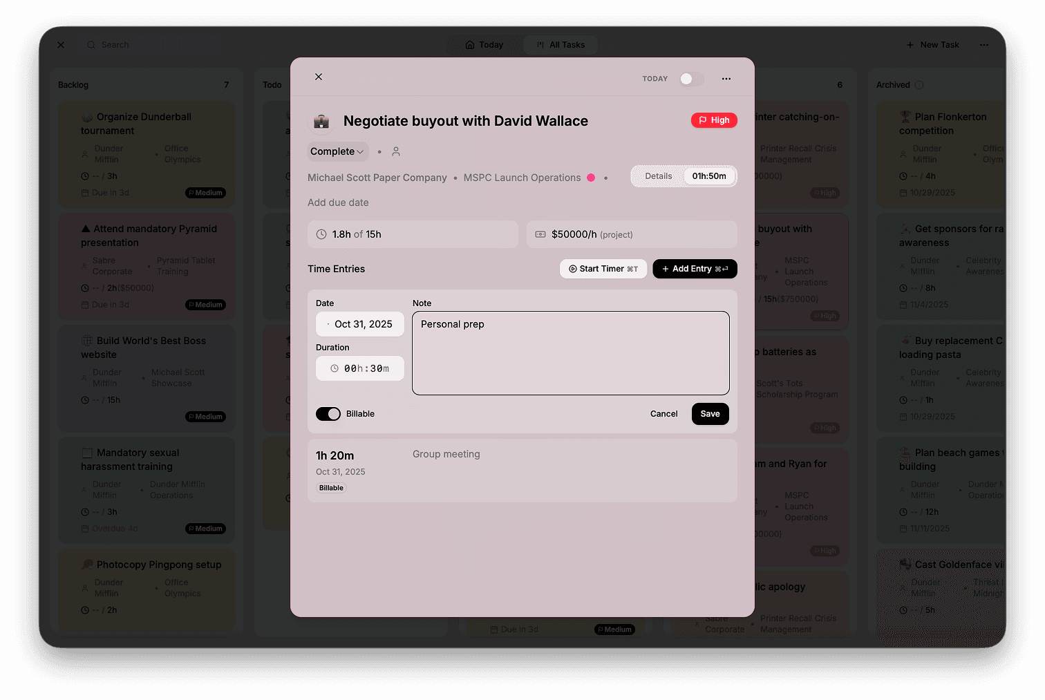 Billable app interface screenshot 4
